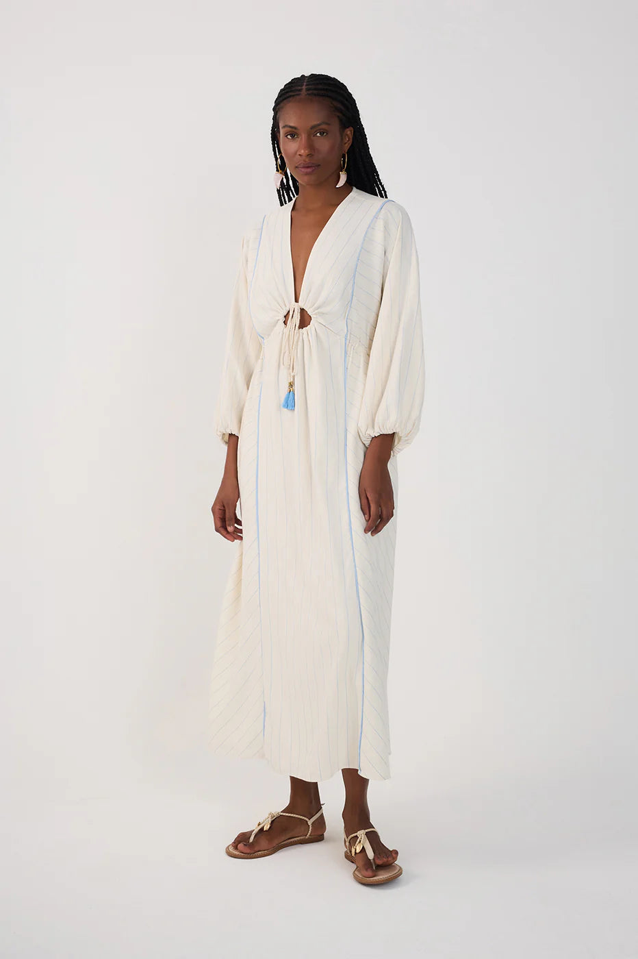 Striped Tie Front Maxi Dress