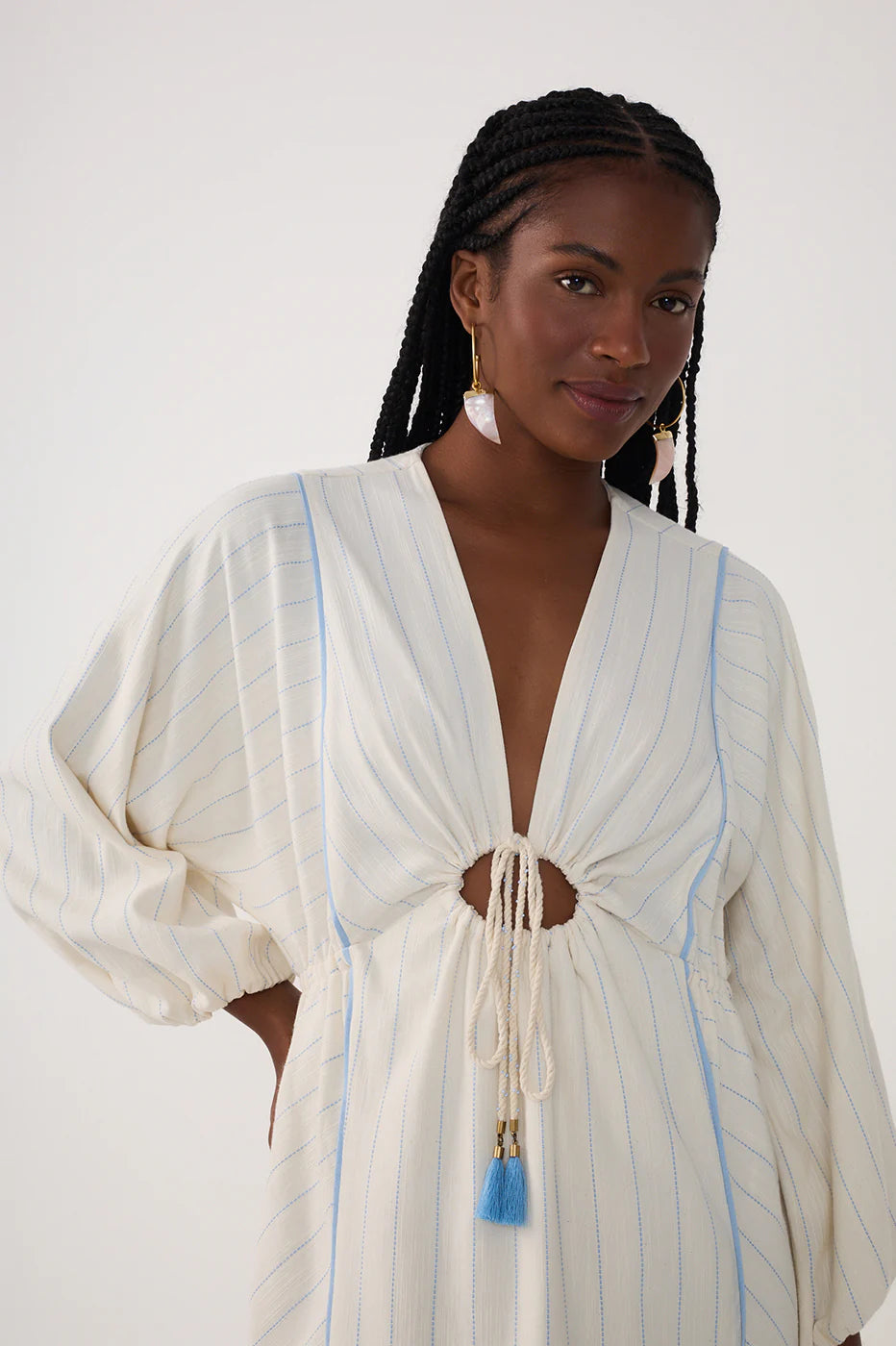 Striped Tie Front Maxi Dress
