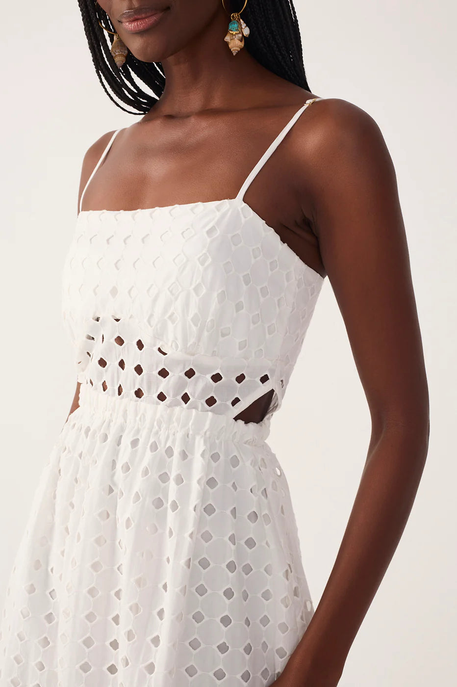 Eyelet Smocked Midi Dress