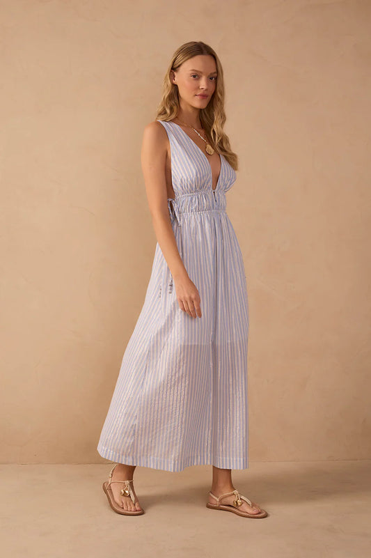 Striped Ruched Maxi Dress