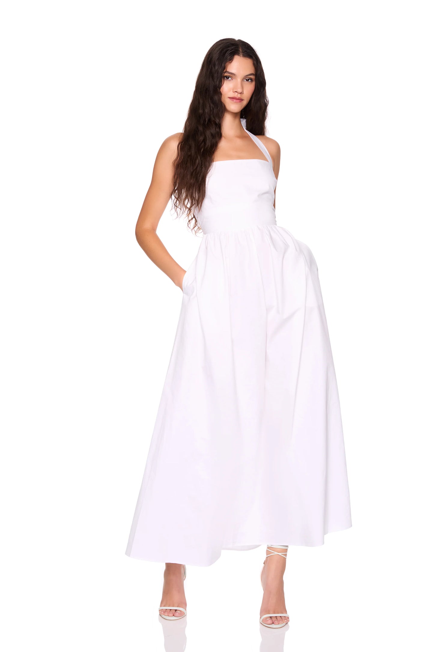 Poplin Tie Halter Dress