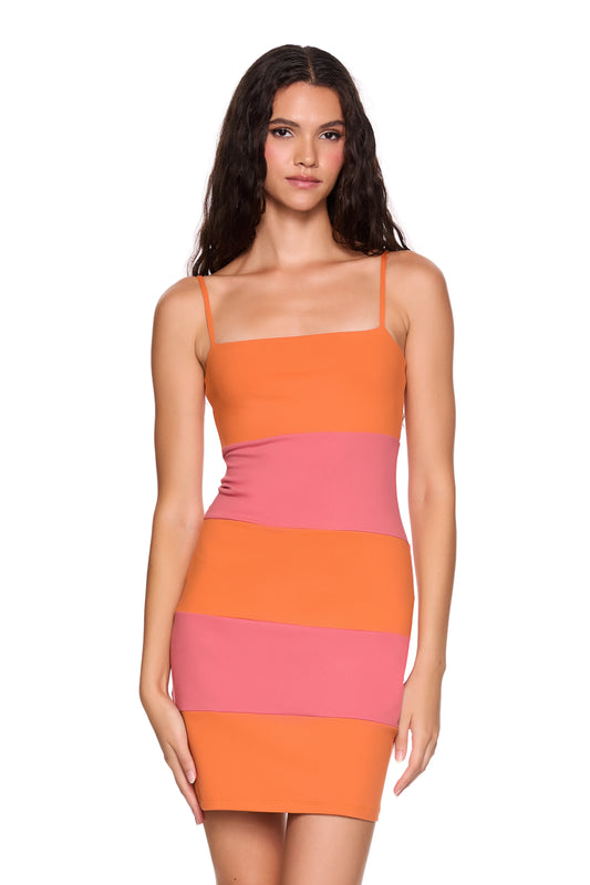 String Colorblock Mini Dress