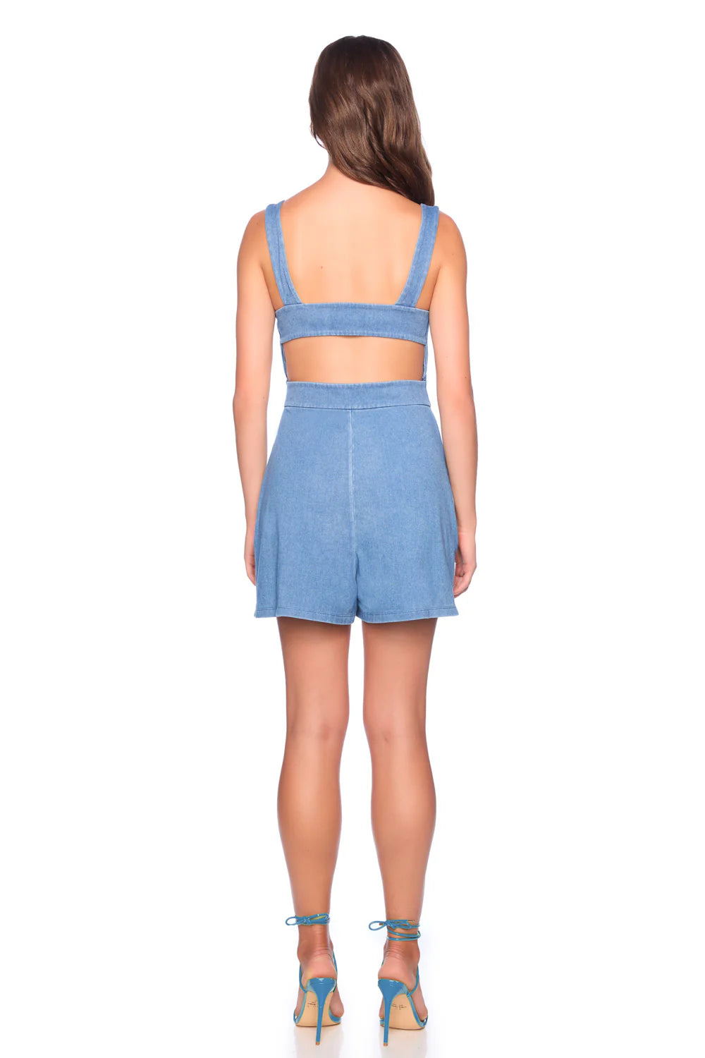 Stretch Denim Apron Romper