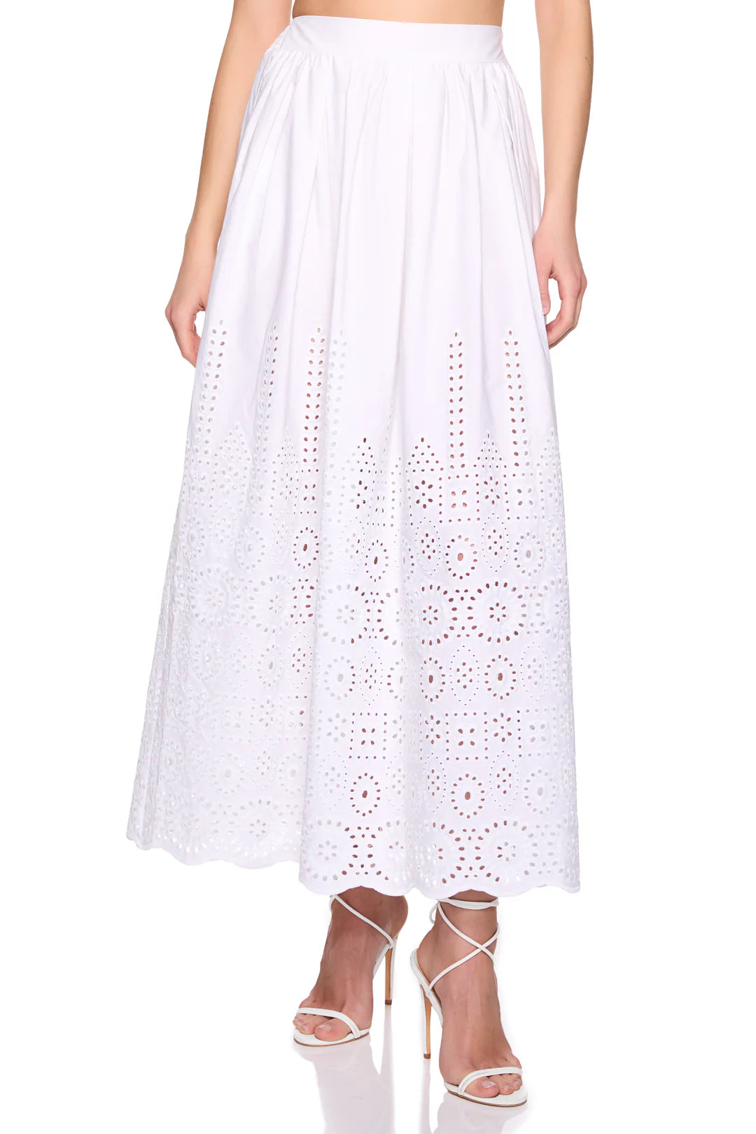 Embroidered Poplin Maxi Skirt