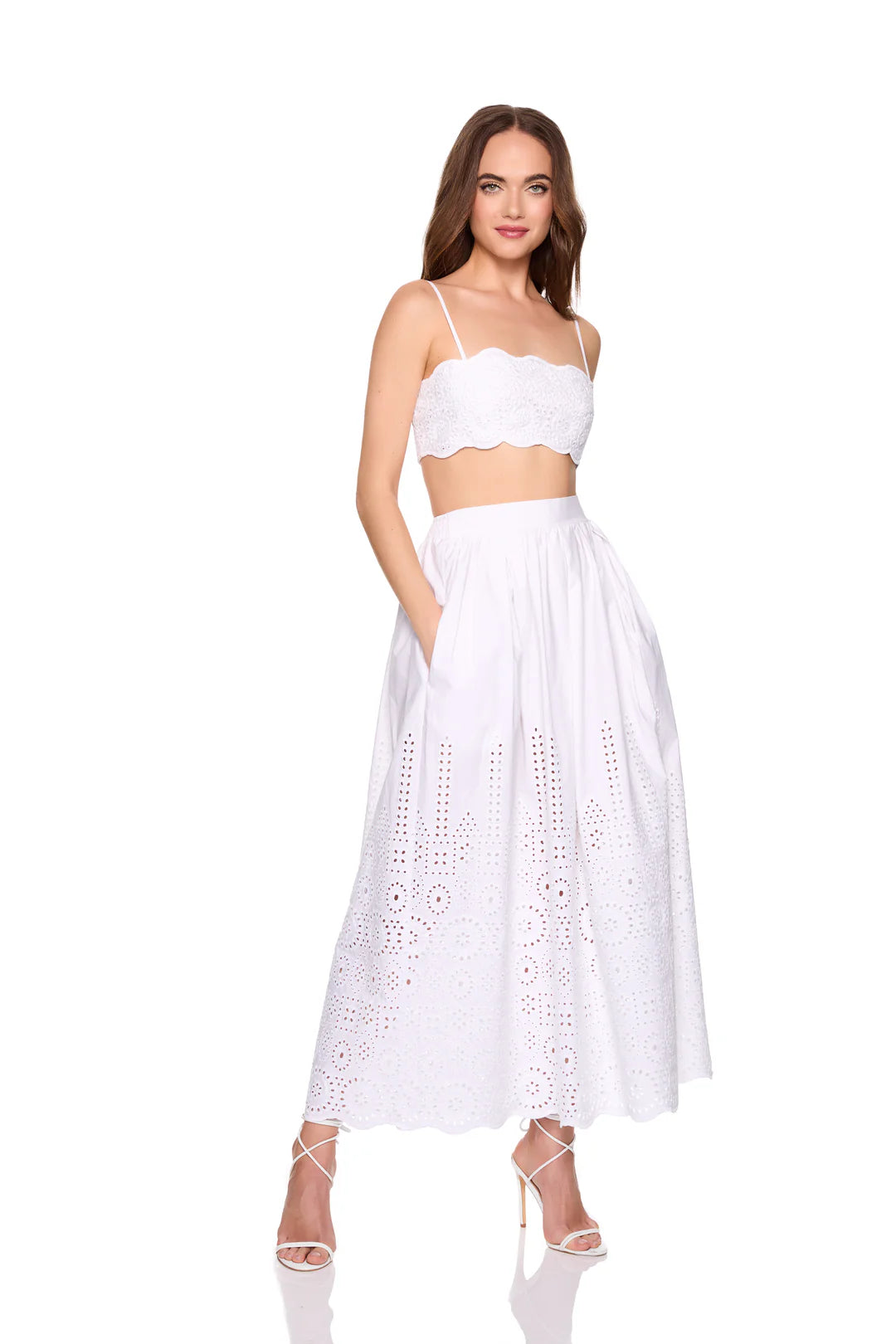 Embroidered Poplin Maxi Skirt