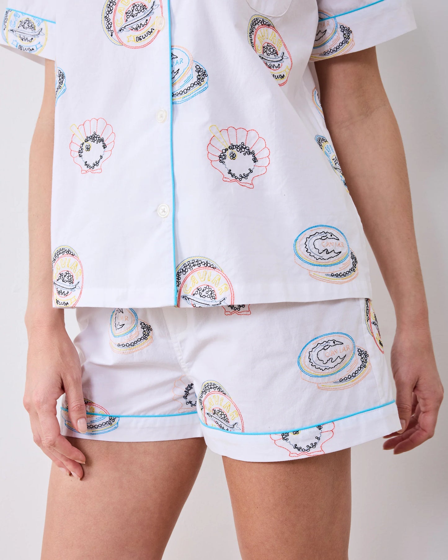 Embroidered Caviar Club - Short PJ Set
