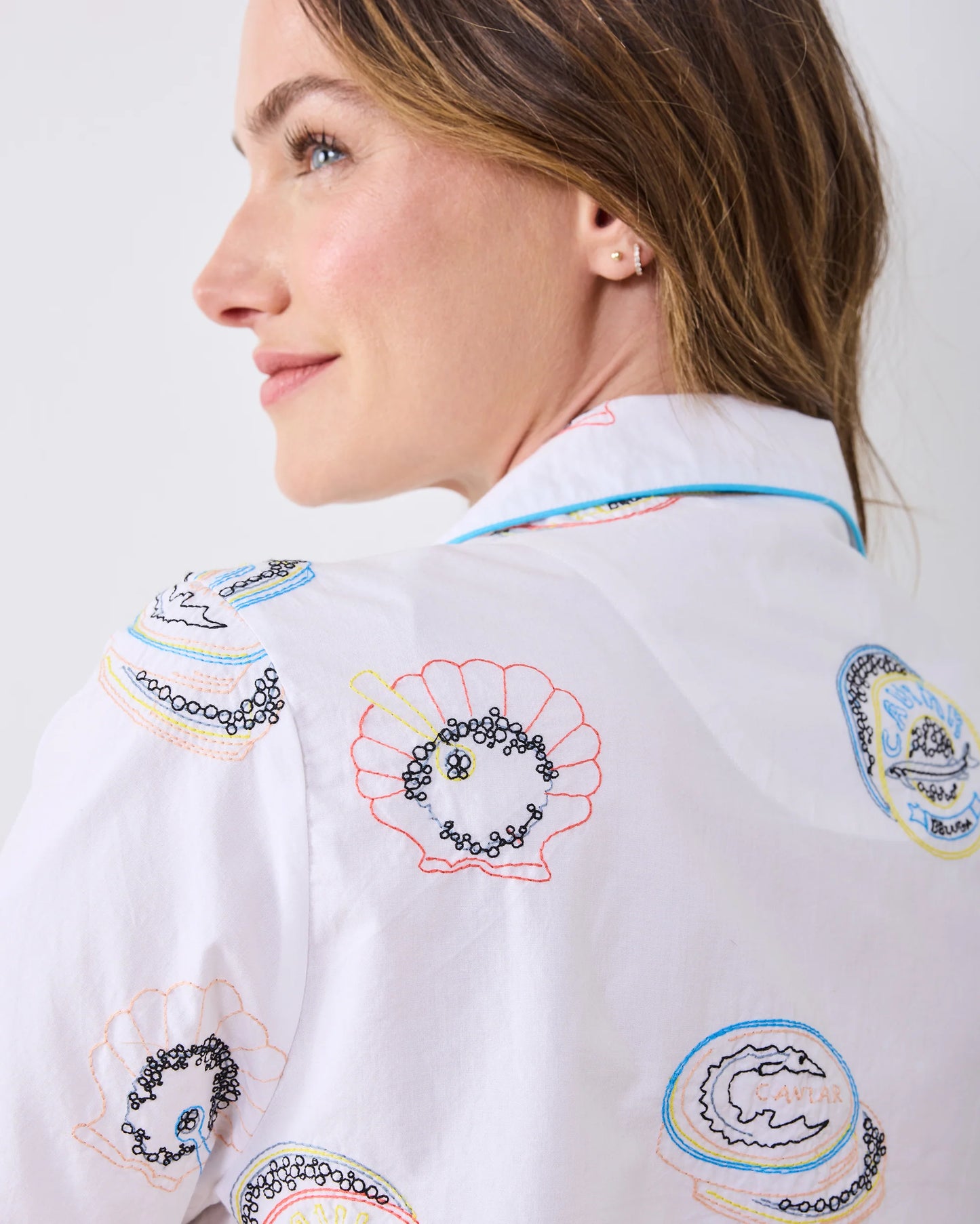 Embroidered Caviar Club - Short PJ Set