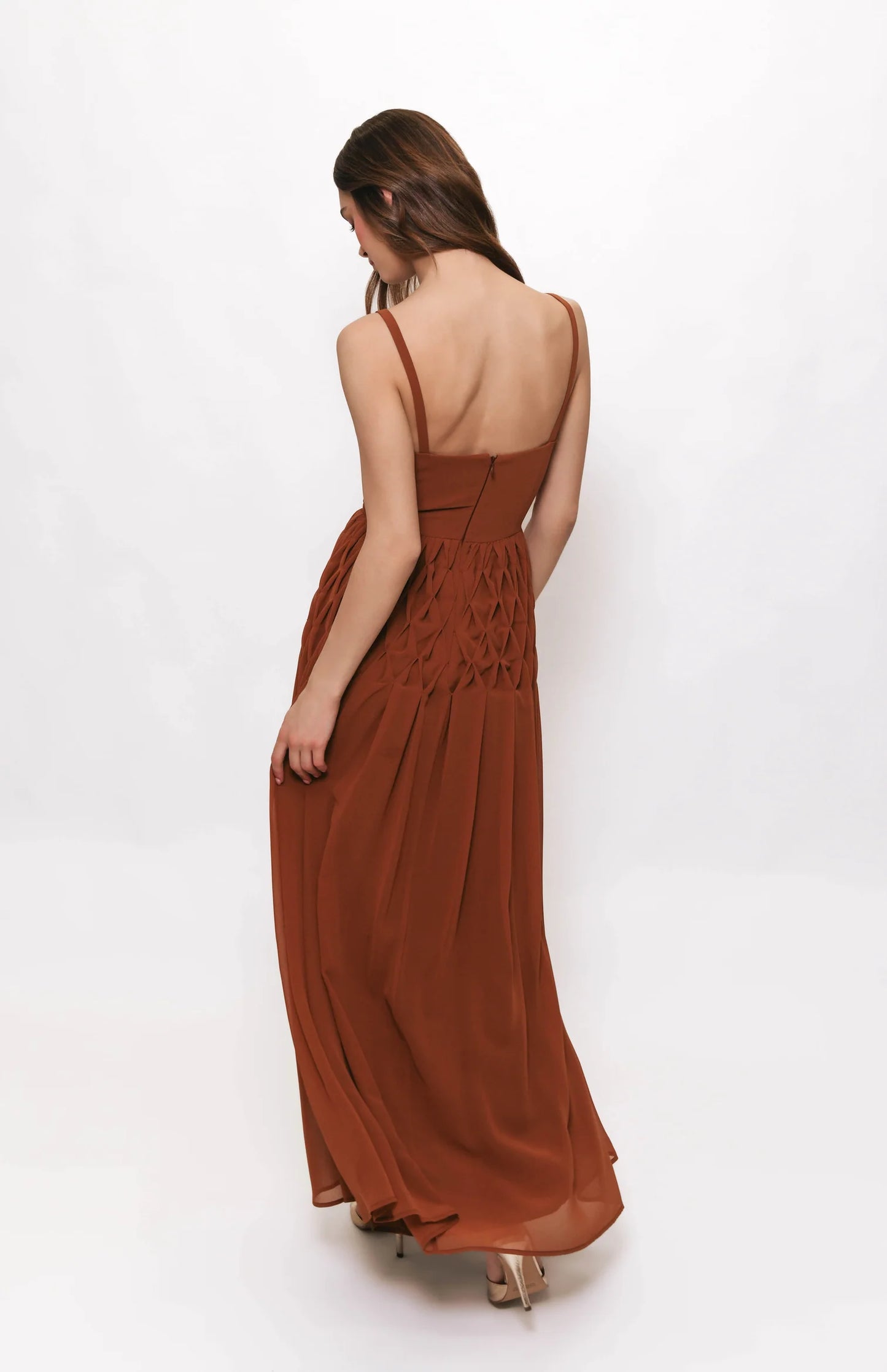 Diamond Pleated Maxi Dress