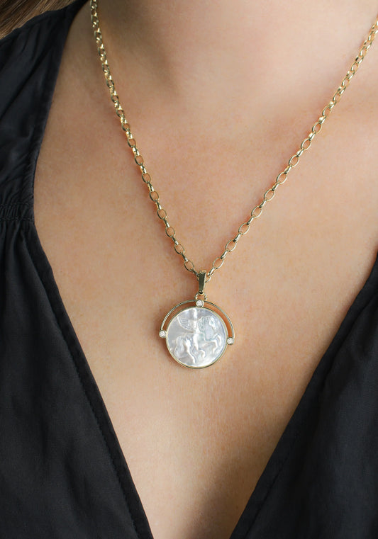Pegasus Pearl Coin Necklace