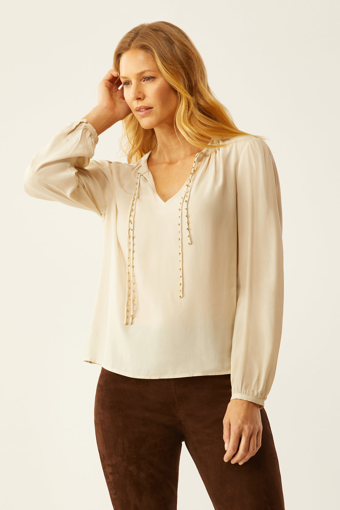 Chastain Blouse w/ Beaded Ties