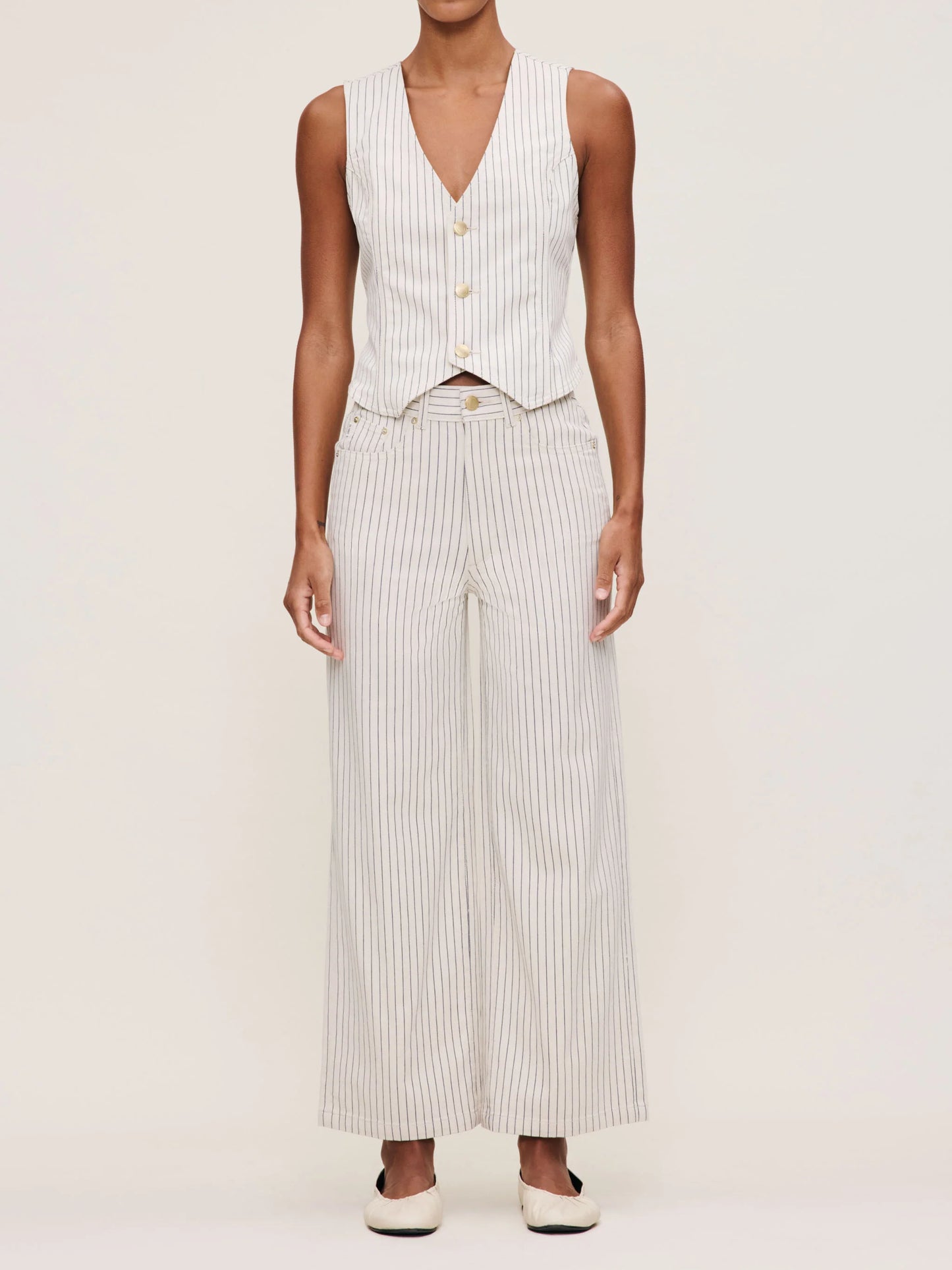 Hepburn Wide Leg - Seashell Stripe
