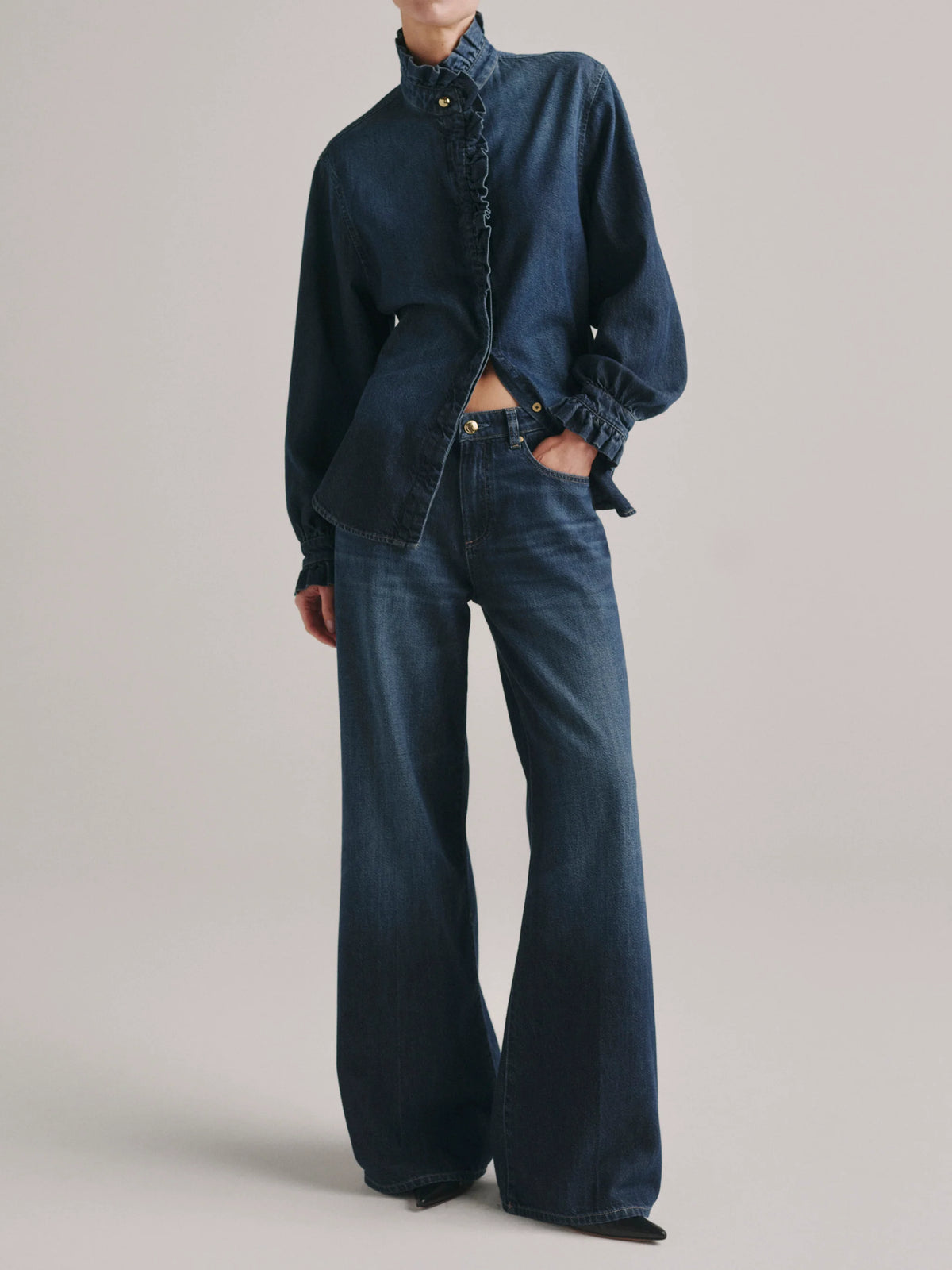 Ruffle Denim Shirt