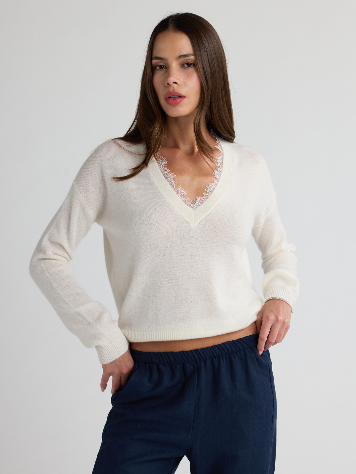 Ciel VNeck Sweater w Lace