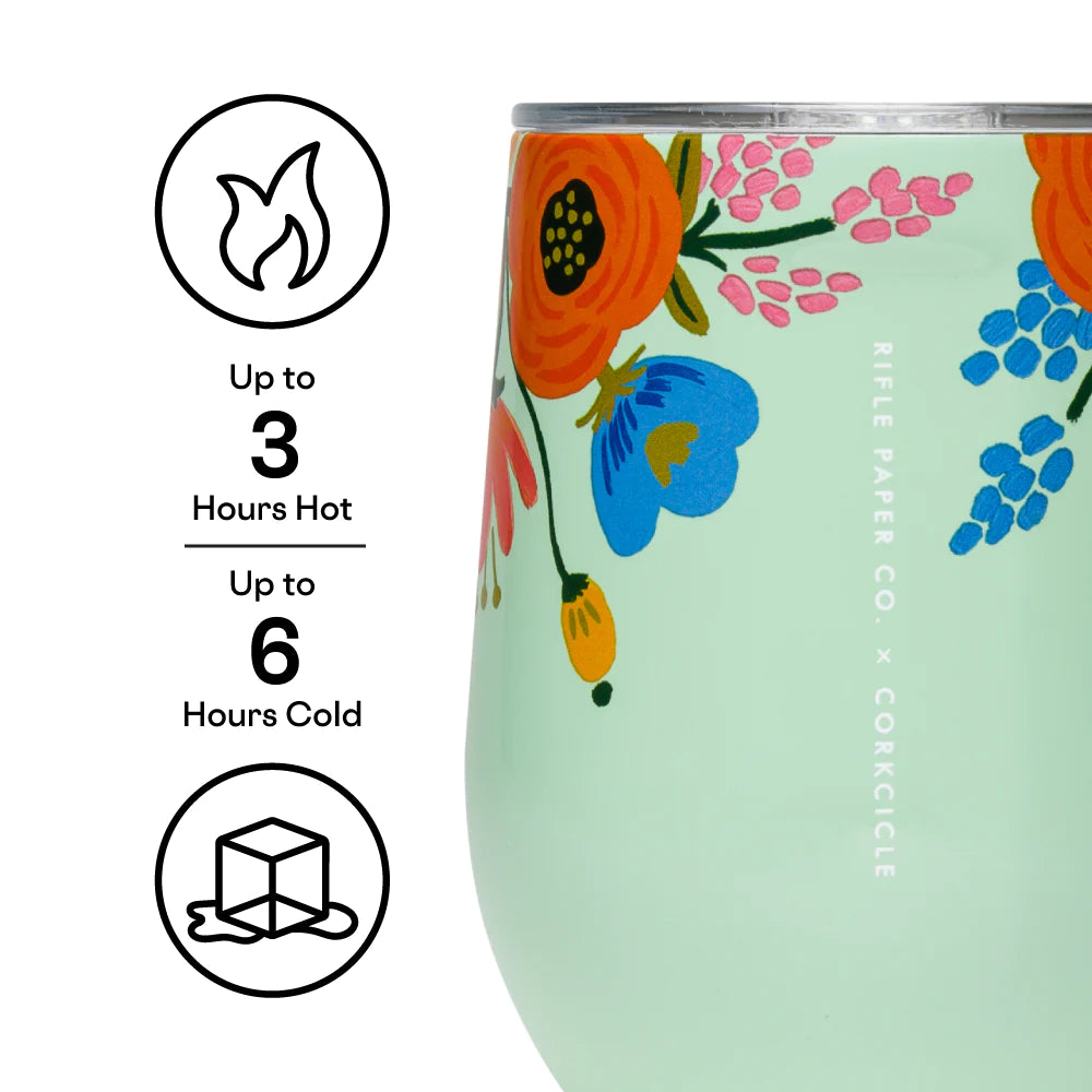Stemless Cup - Lively Floral Mint