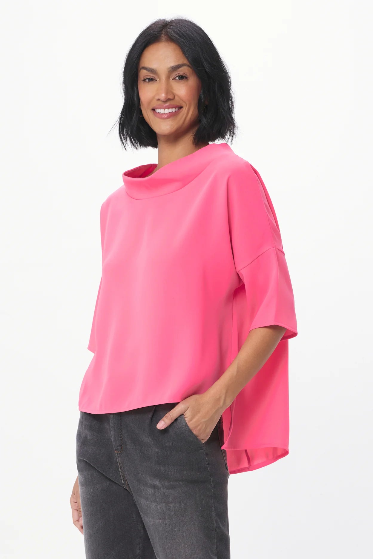 Audrey Cowl Neck Hi Lo Top