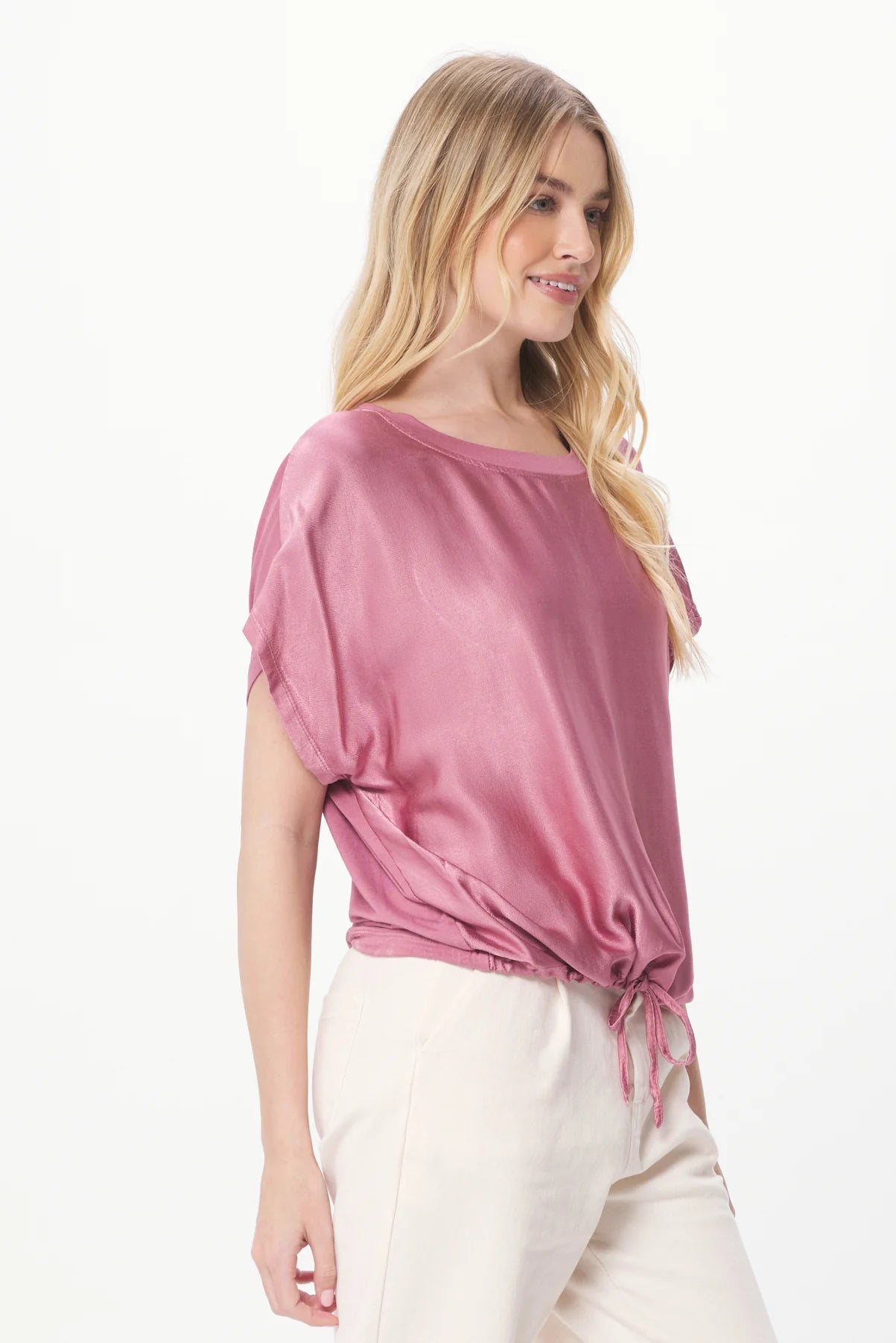 Hale Satin Front Drawstring Tee