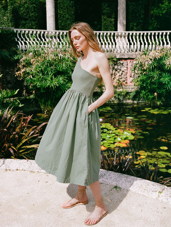 Connie One Shoulder Smocked Dress Connie One Shoulder Smocked Dress