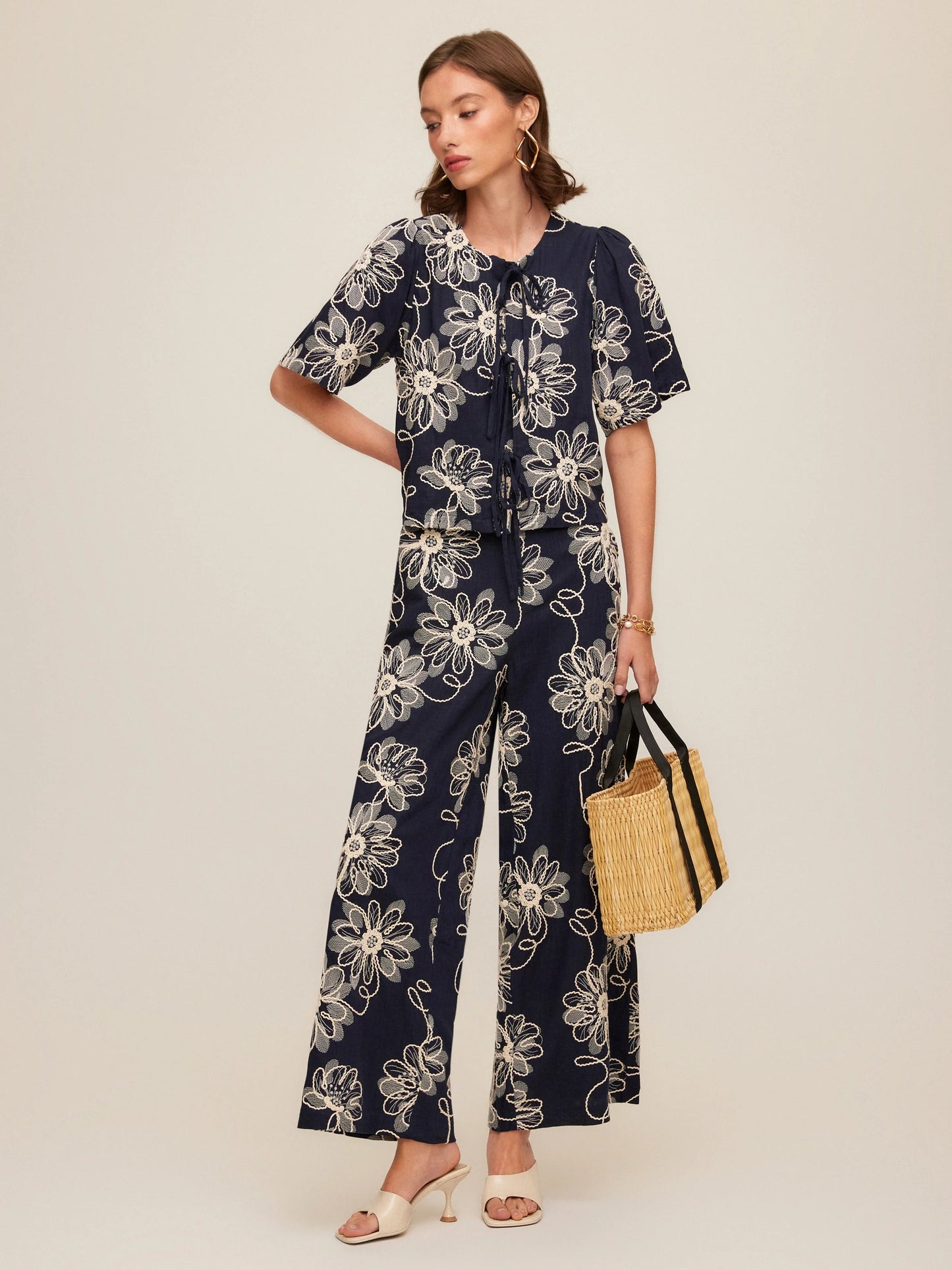 Nadine Embroidered Bow Detail Top