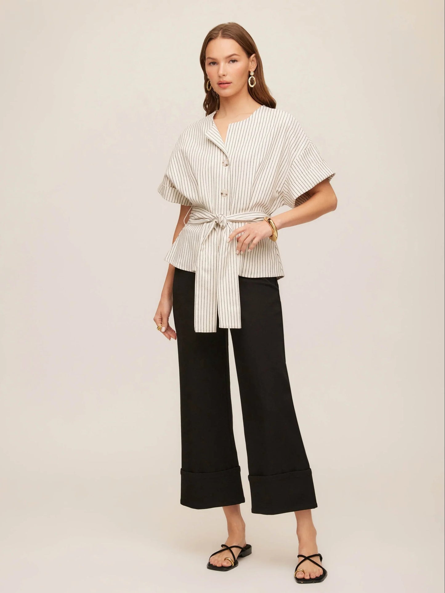 Belted Button-Up Top