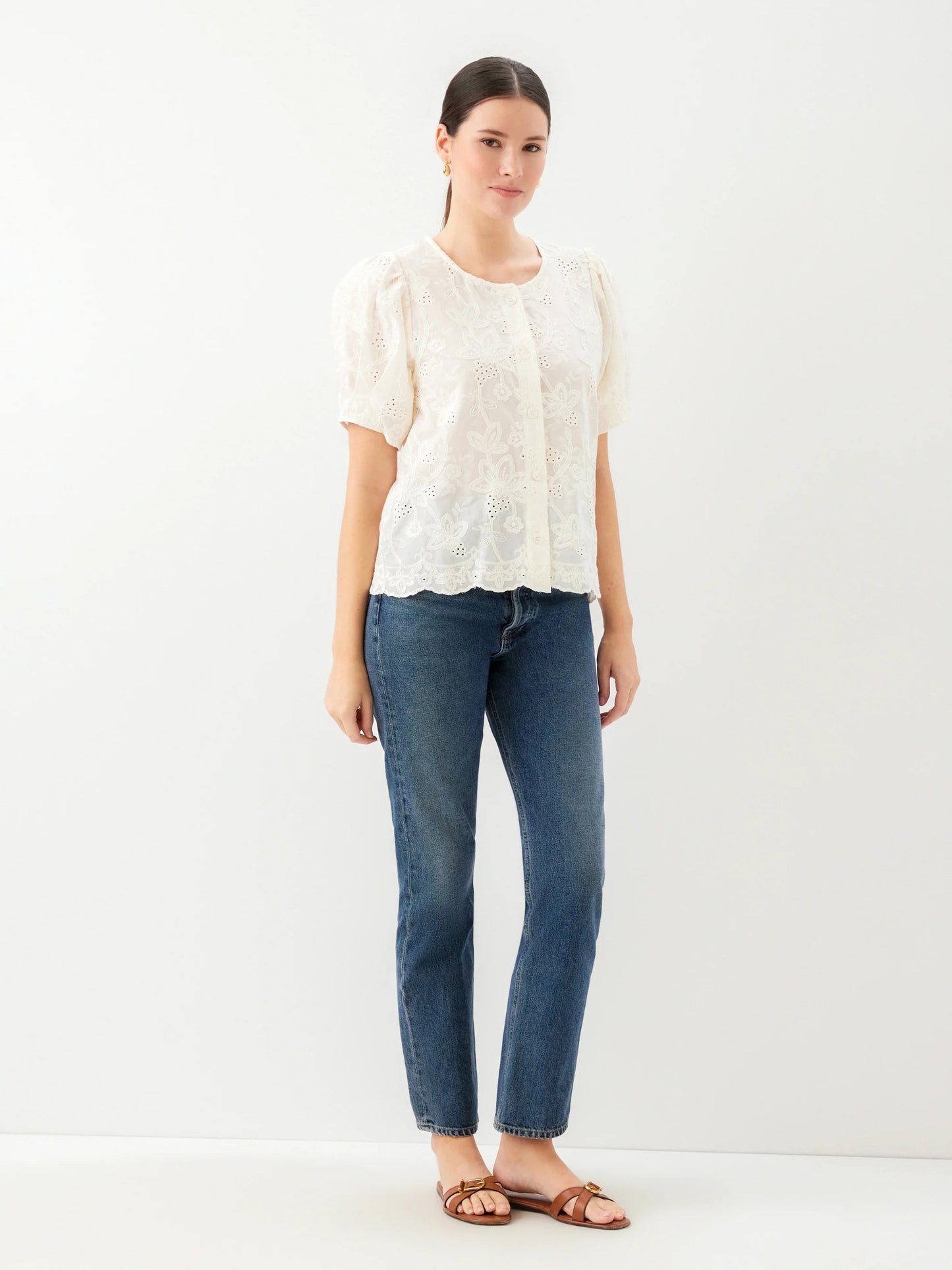 Jalen Embroidered Puff Blouse