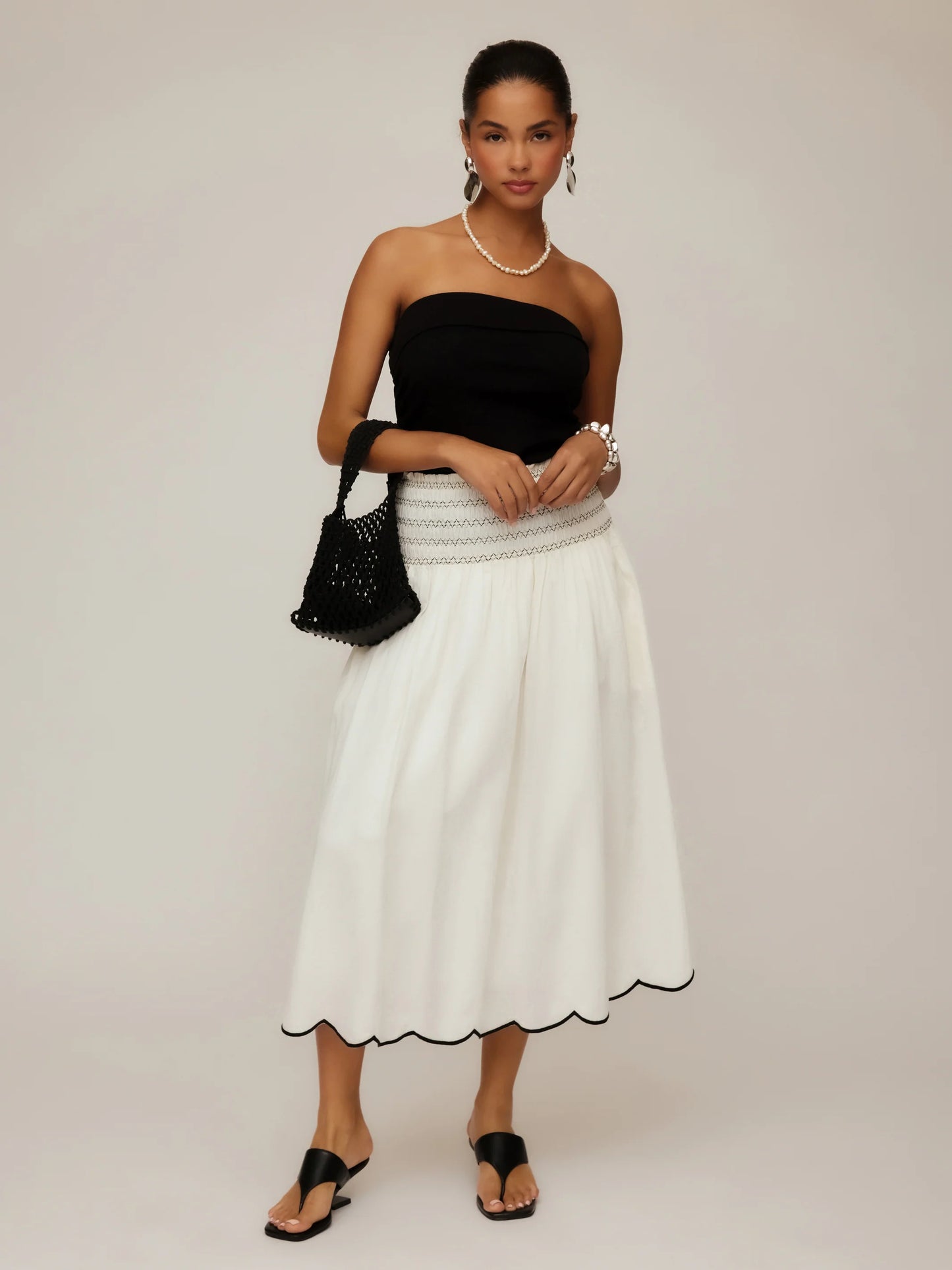 Elsa Smocked Waist Midi Skirt