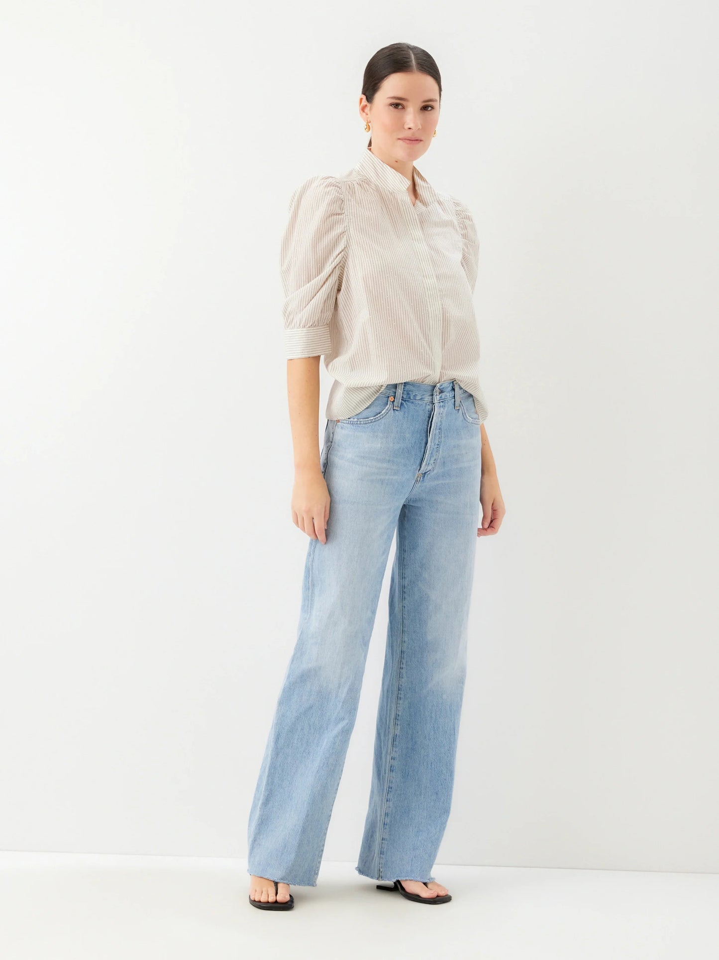 Margot Embellished Mandarin Stripe Shirt