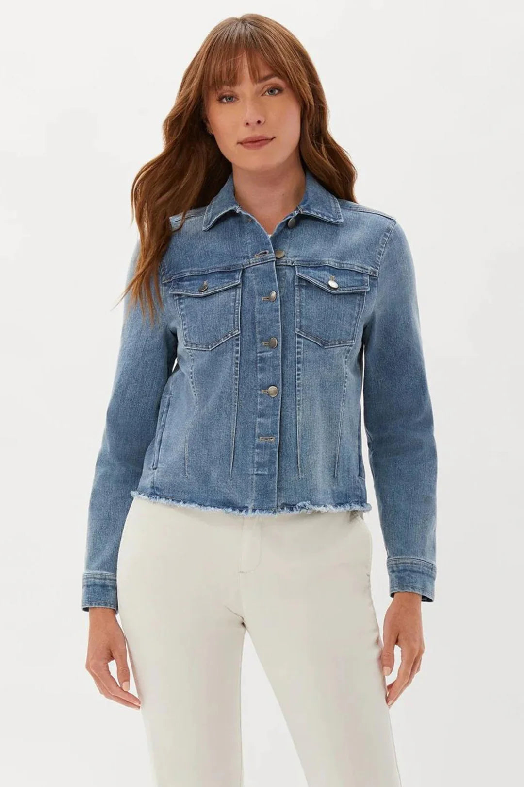 Clean Denim Jacket w Fray Hem