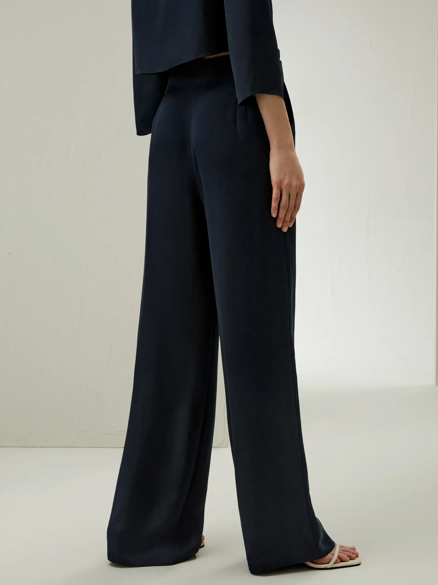 Dubrovnik Button Front Wide Leg Silk Trousers