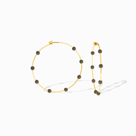 Gold Plated Spaced Natural Stone Hoop