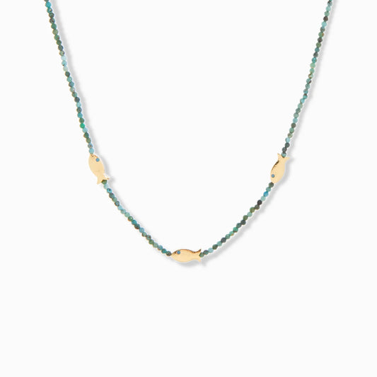 Semi Precious Stone with Fish Beads