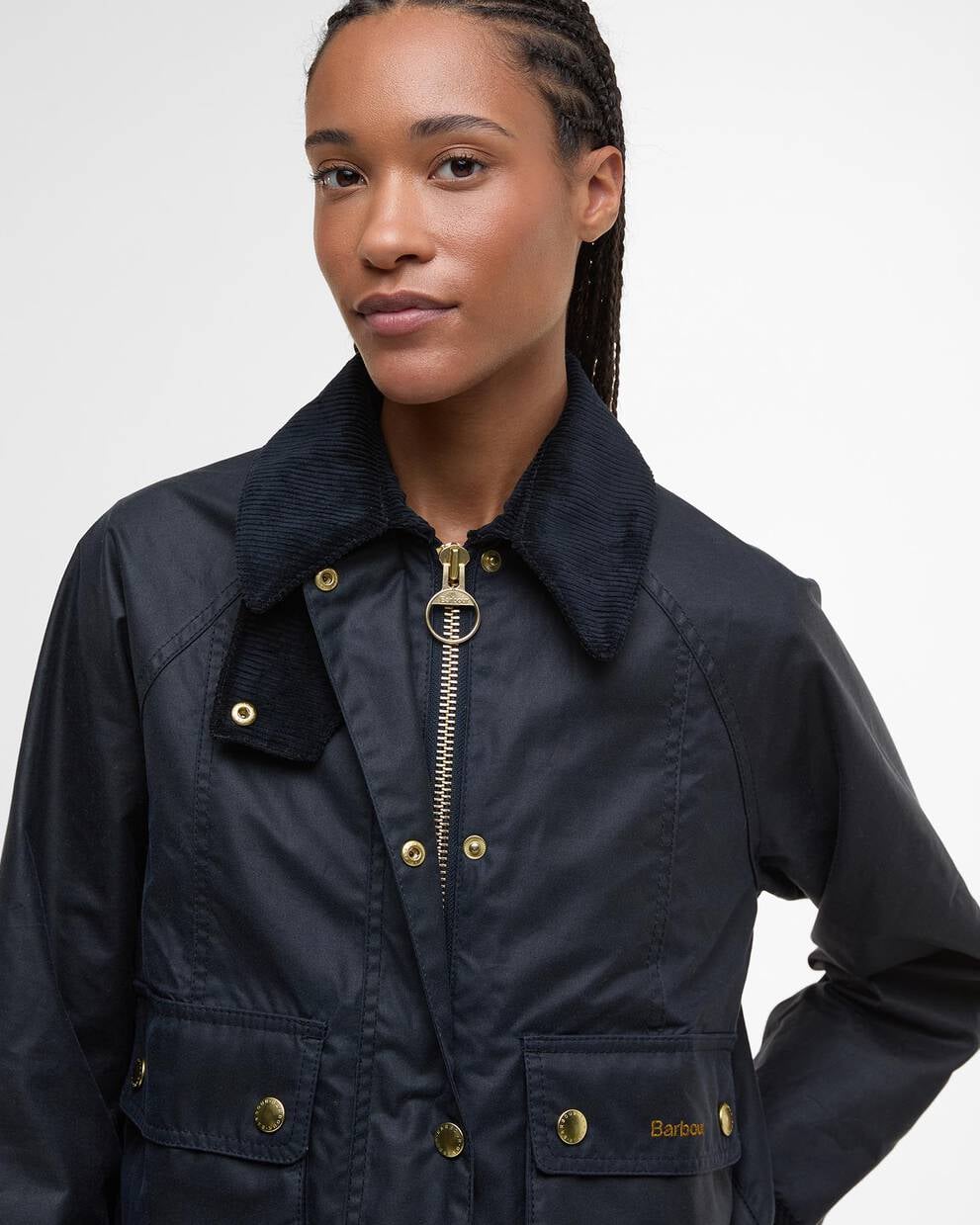 Cropped Beadnell Waxed Jacket - Navy
