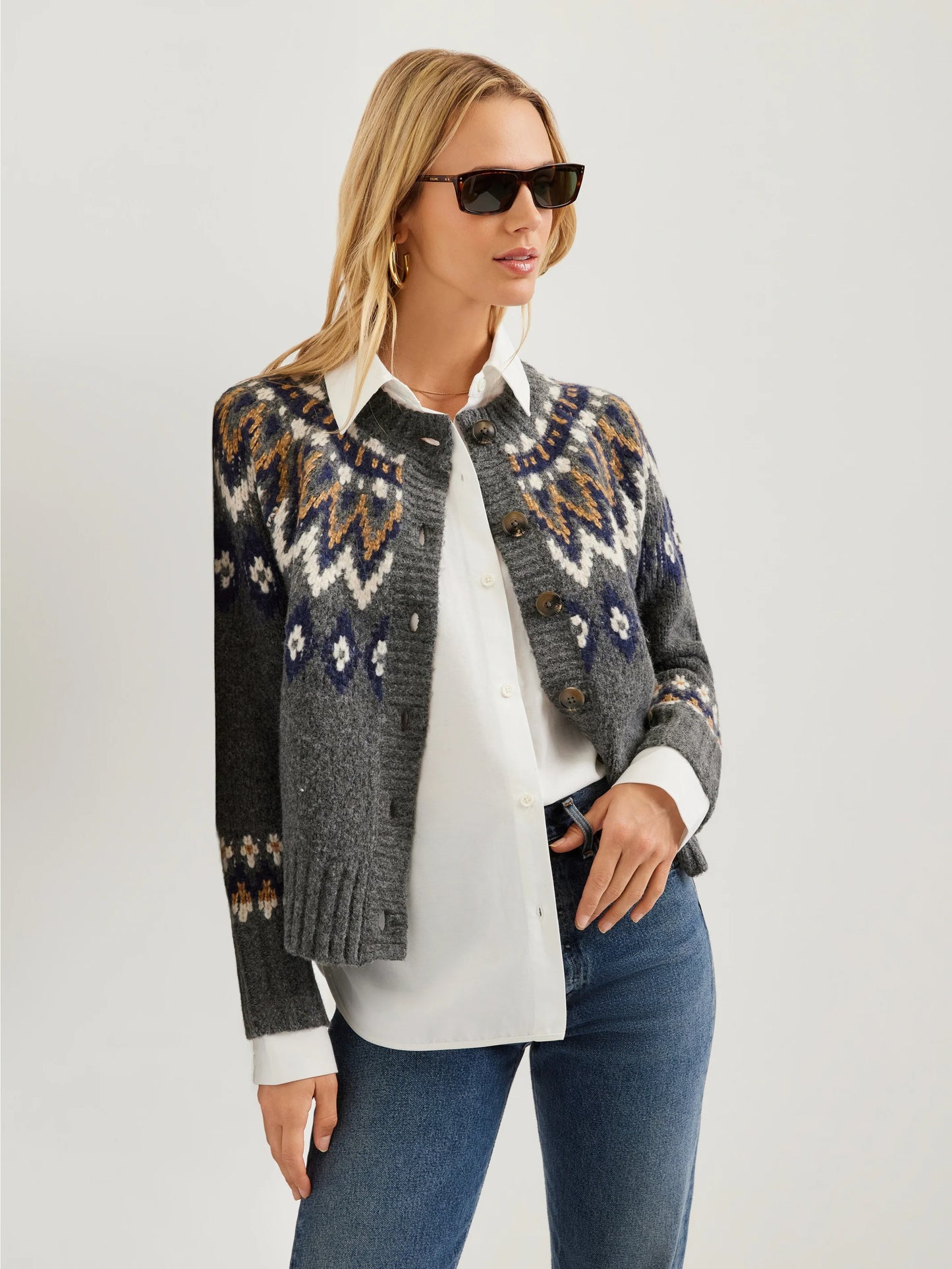 2 Piece Alina Mixed Media Jacquard Cardigan