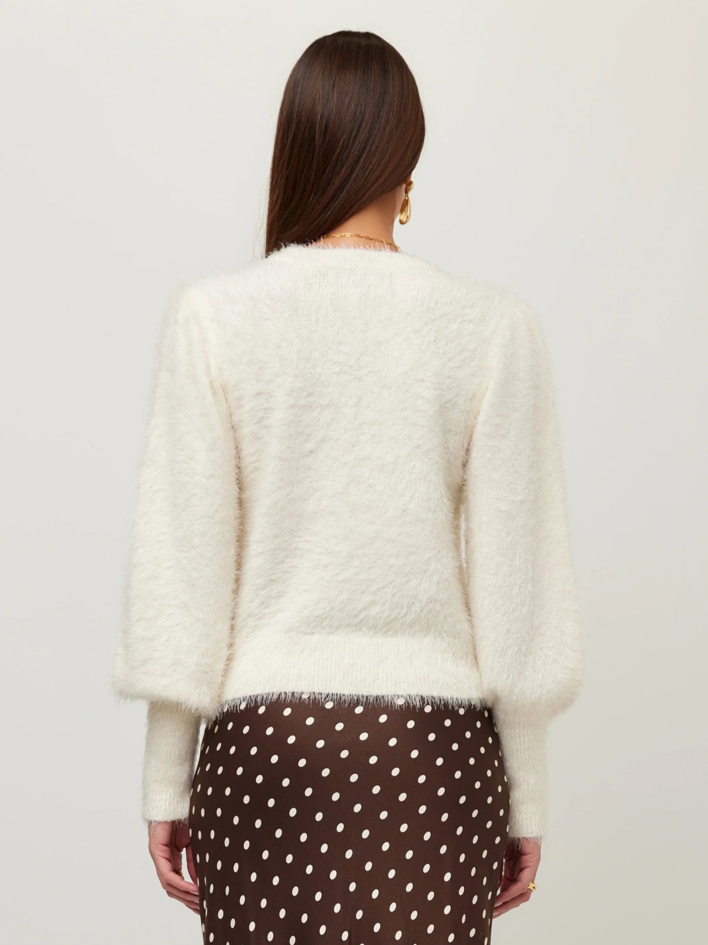 Lia Shirred Sleeve Fuzzy Sweater