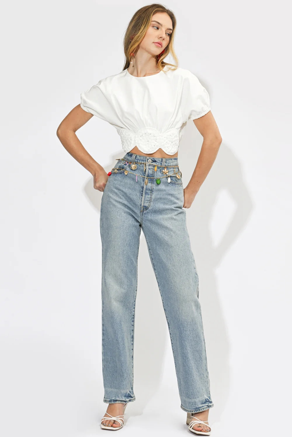 Freya Crochet Detail Short Sleeves Crop Top
