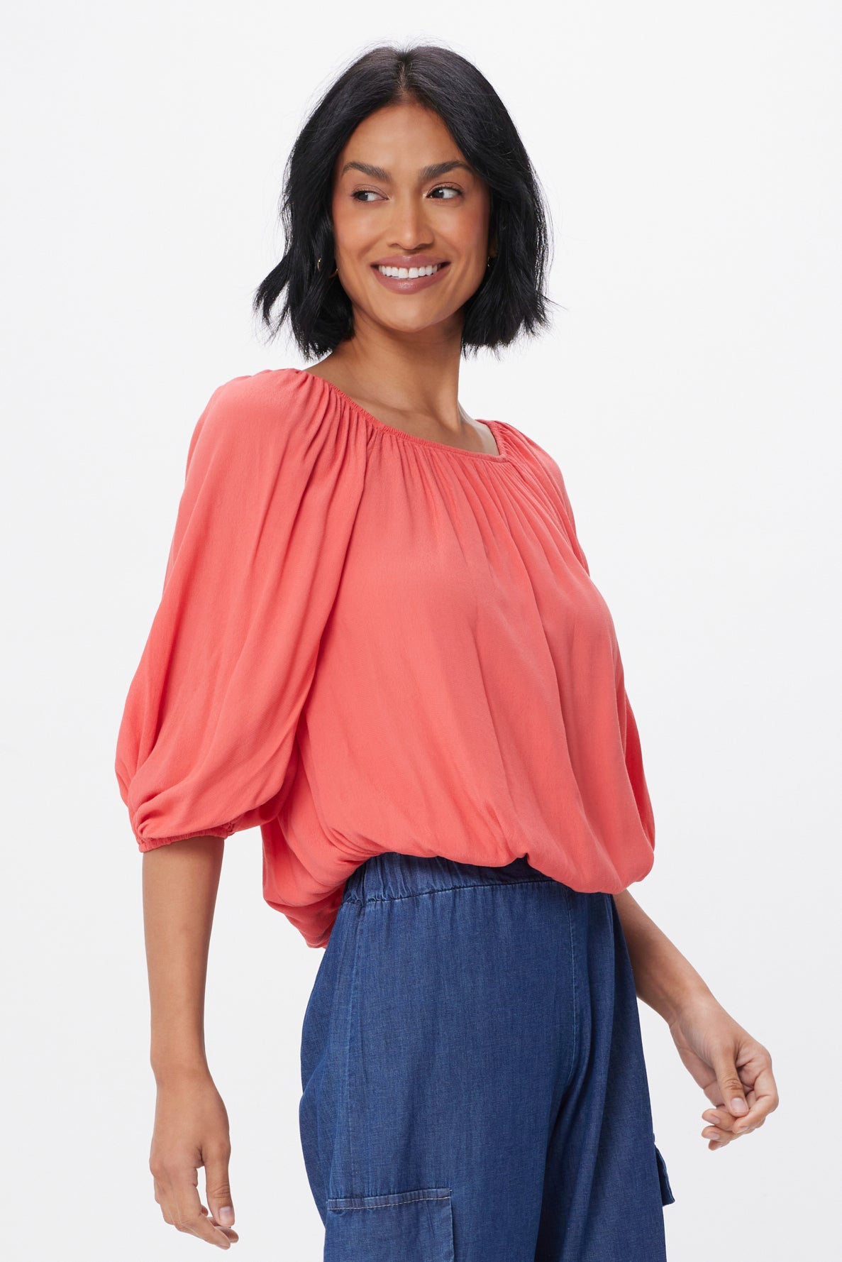 Katia Crepe Bubble Sleeve Top