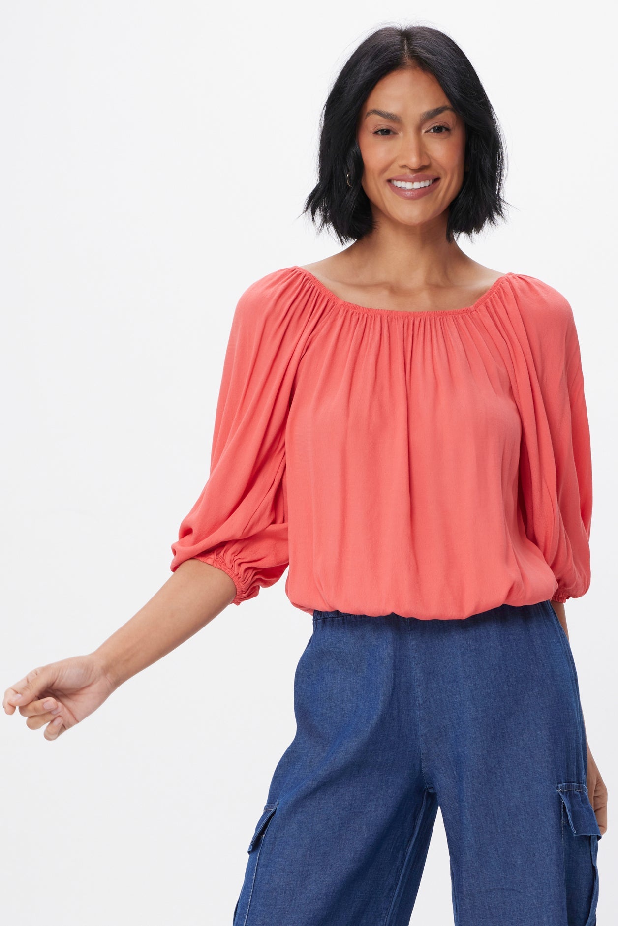 Katia Crepe Bubble Sleeve Top