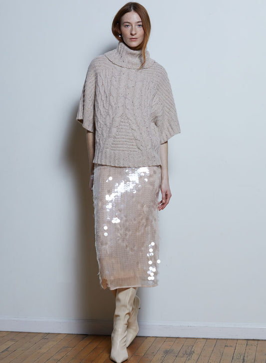 Chunky Cable Tabard Relaxed Turtleneck