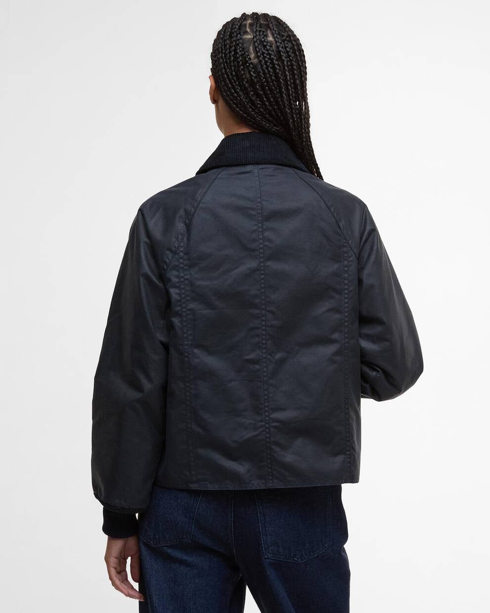 Cropped Beadnell Waxed Jacket - Navy