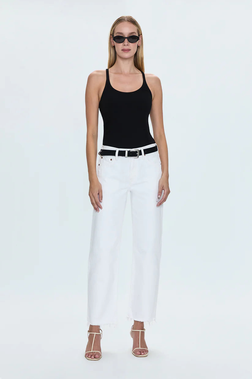 Lexi Mid Rise Bowed Straight - Luxe White Vintage