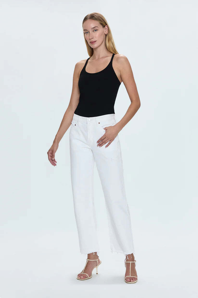 Lexi Mid Rise Bowed Straight - Luxe White Vintage