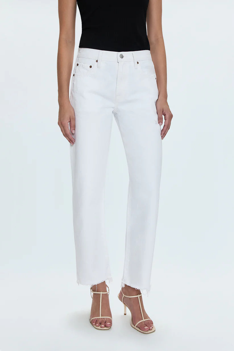Lexi Mid Rise Bowed Straight - Luxe White Vintage