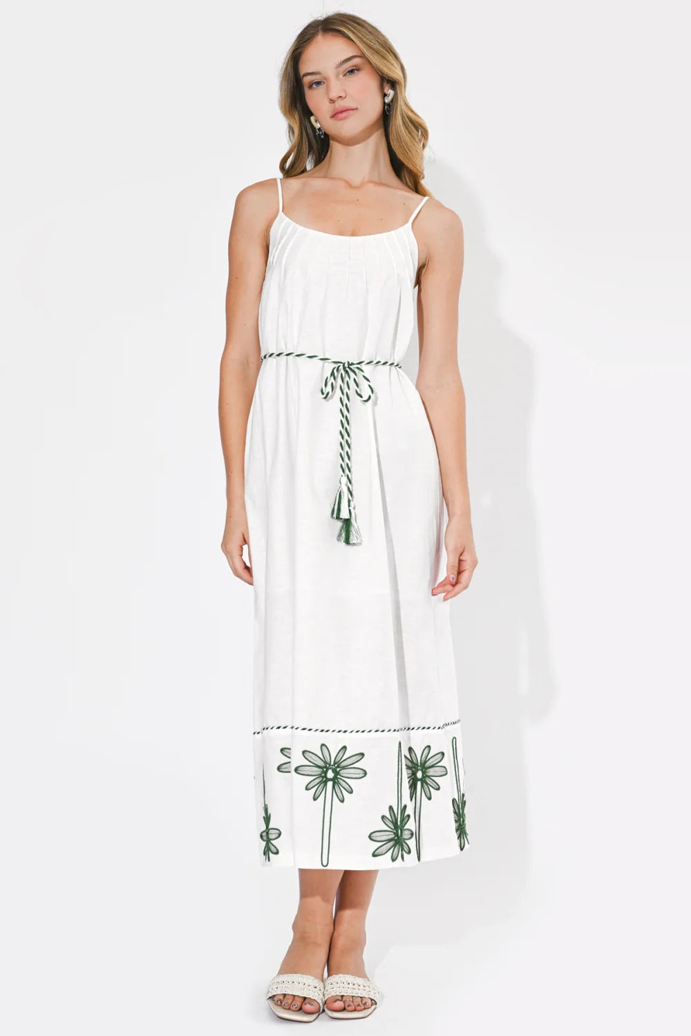 Sophia Palm Tree Embroidered Maxi Dress