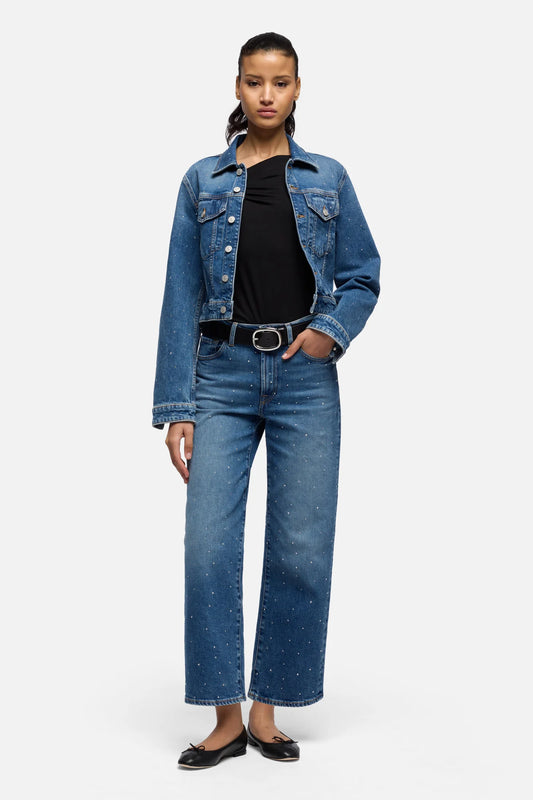 Embellished Stovepipe Straight Ankle Jeans