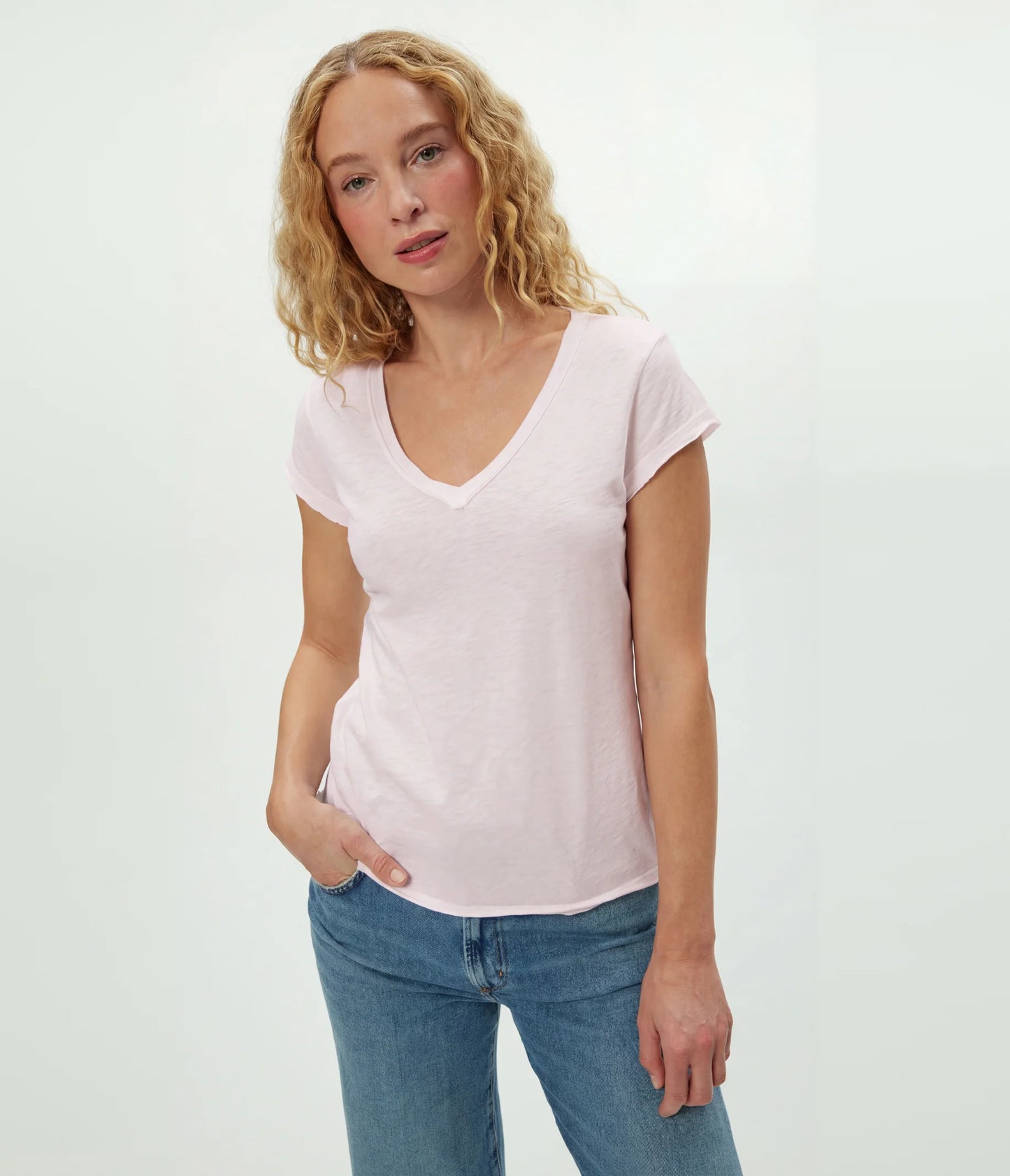 Baxter V-Neck Raw Edge Tee (85011)