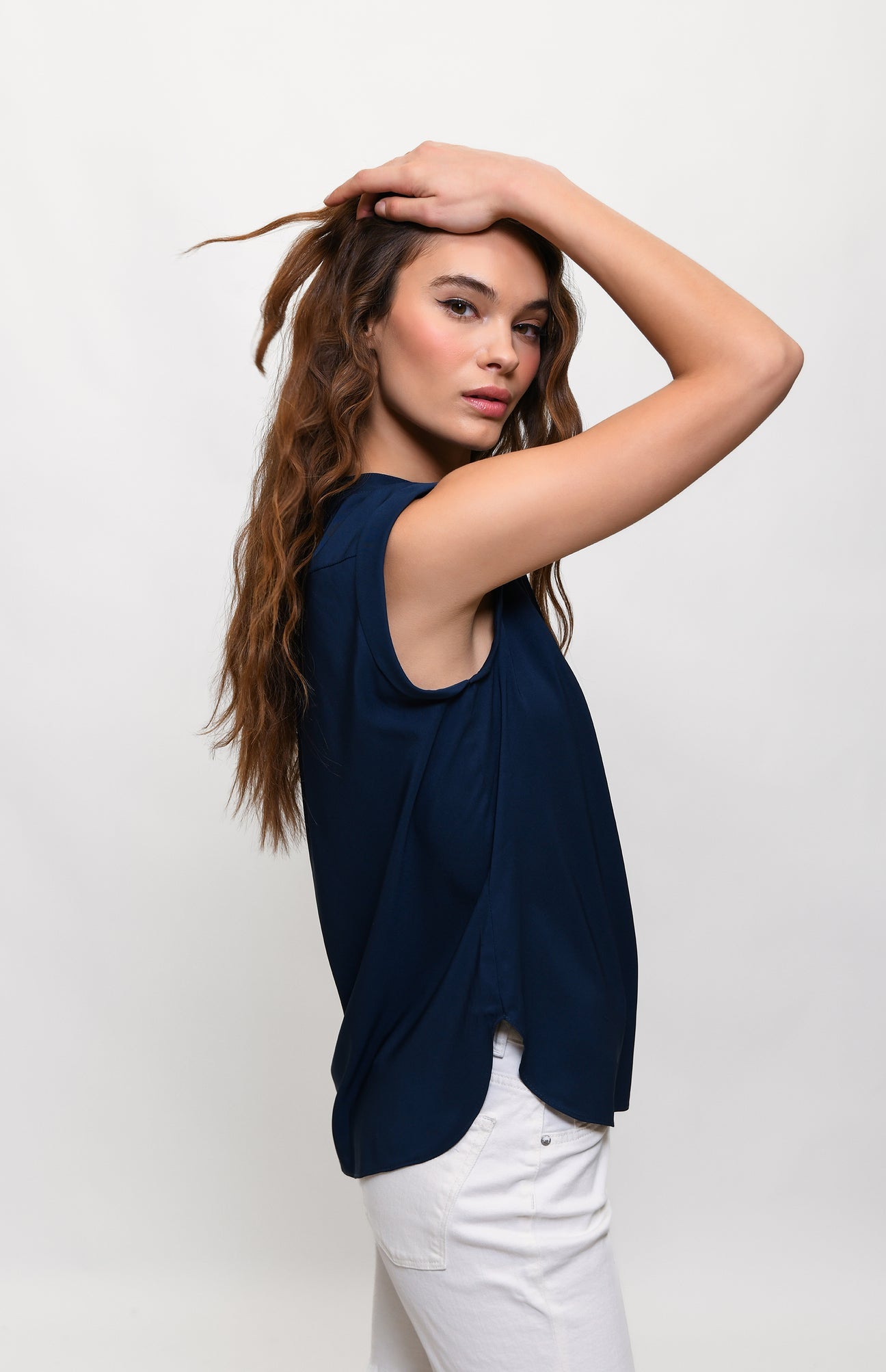 Sleeveless Button Front Top