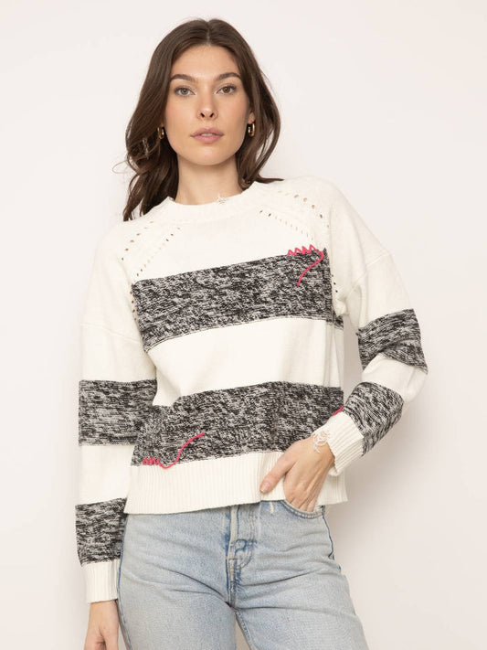 Dove Melanged Whipstitch Crew Neck