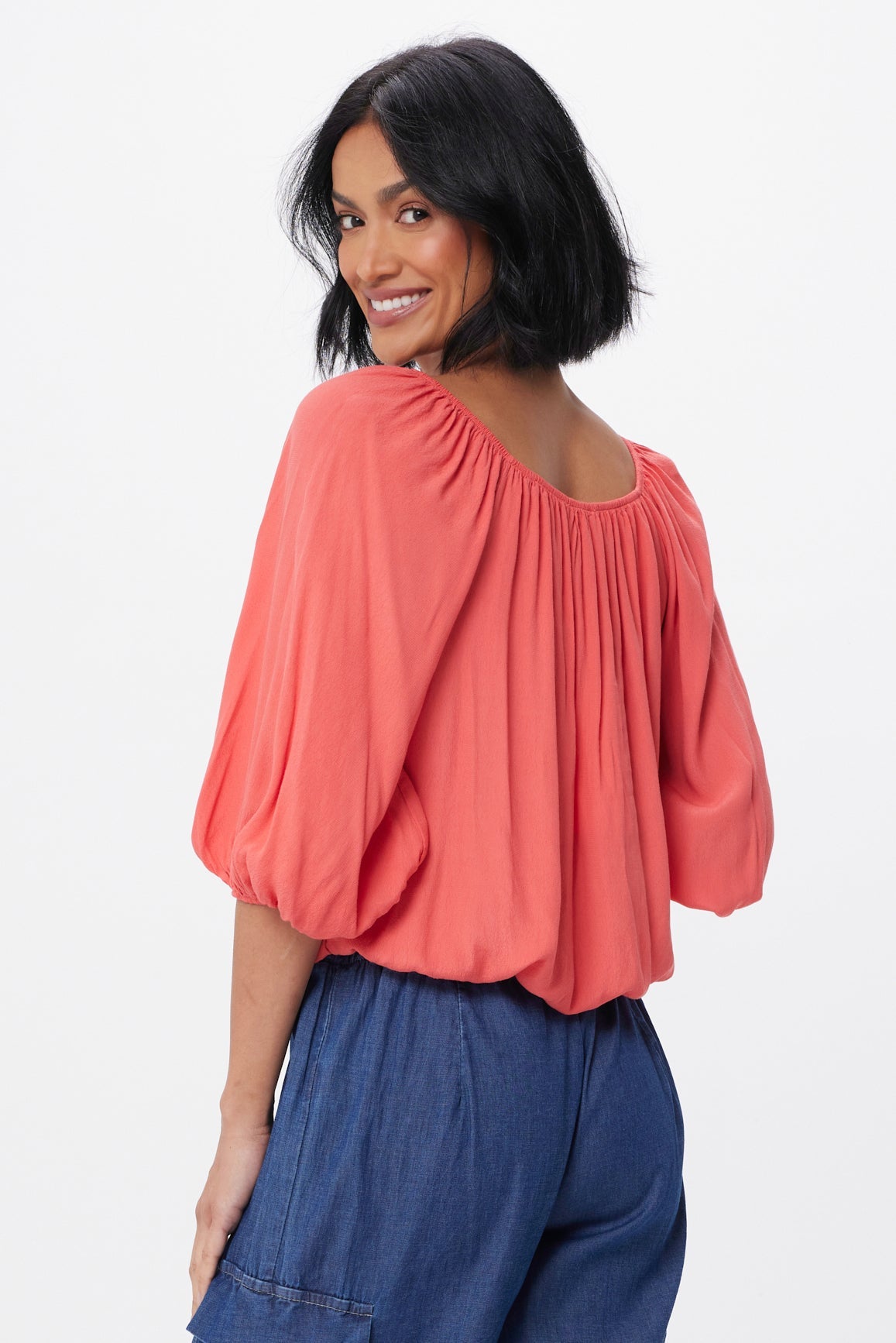 Katia Crepe Bubble Sleeve Top