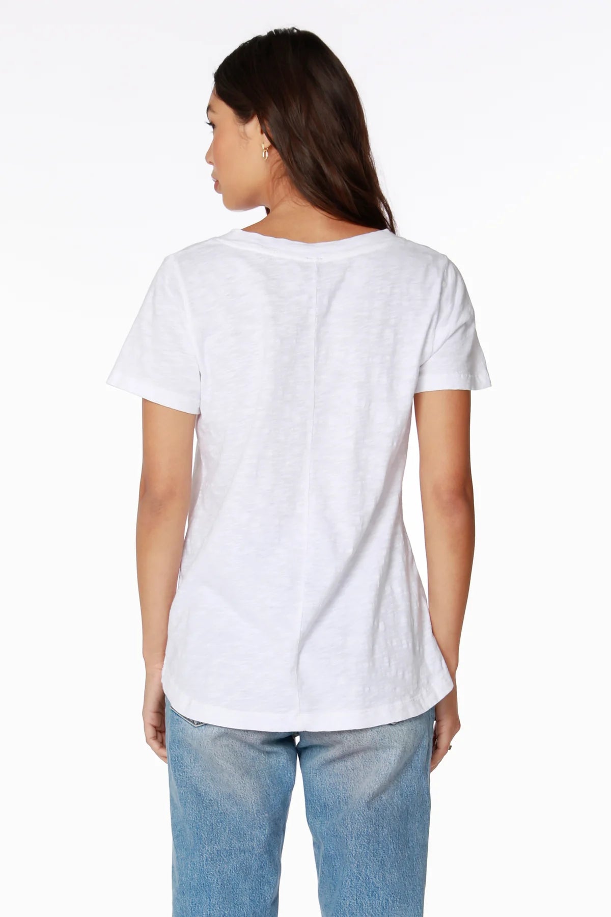 Raw Edge Shoulder Seam V-Neck Tee