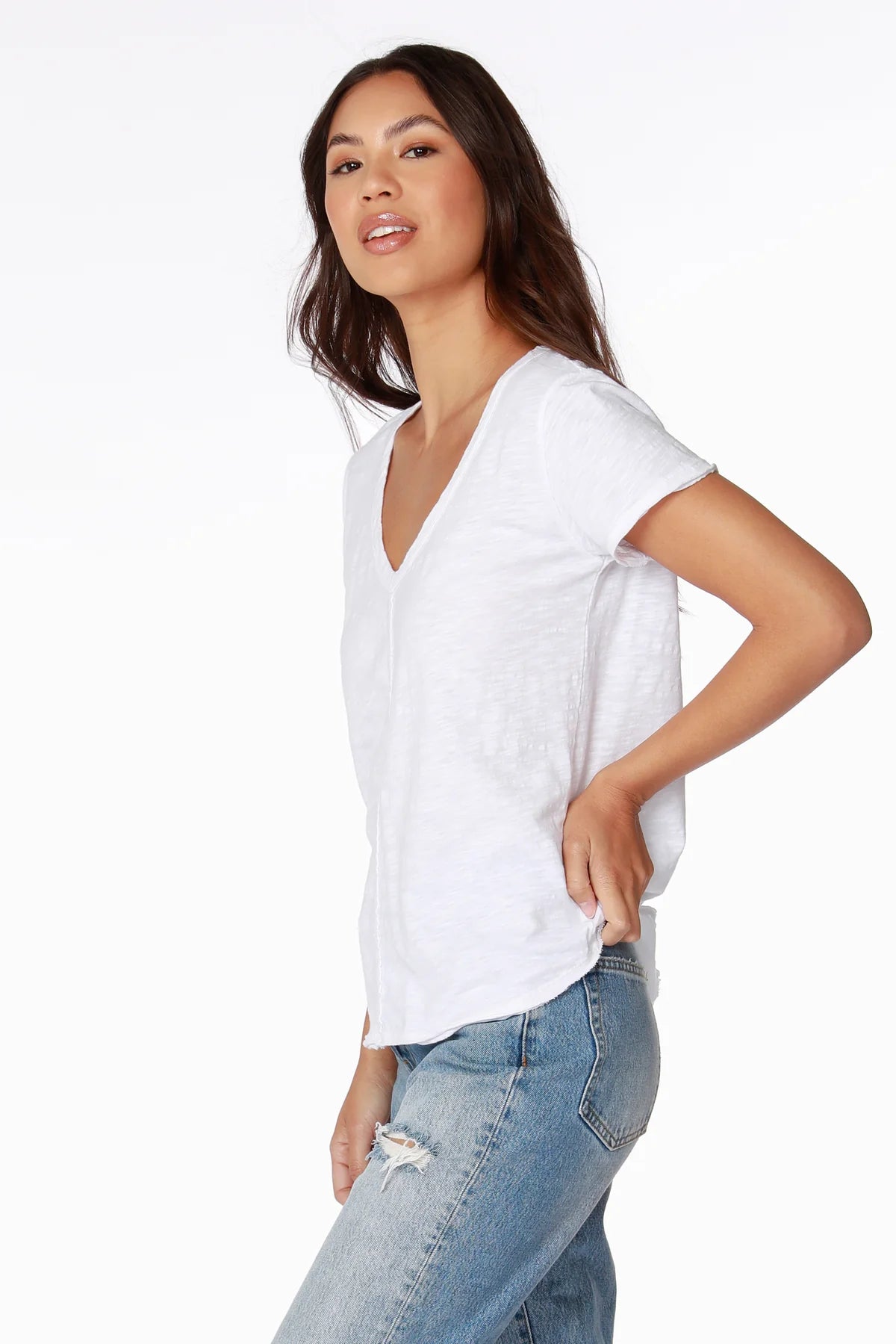 Center Seam V-Neck Tee