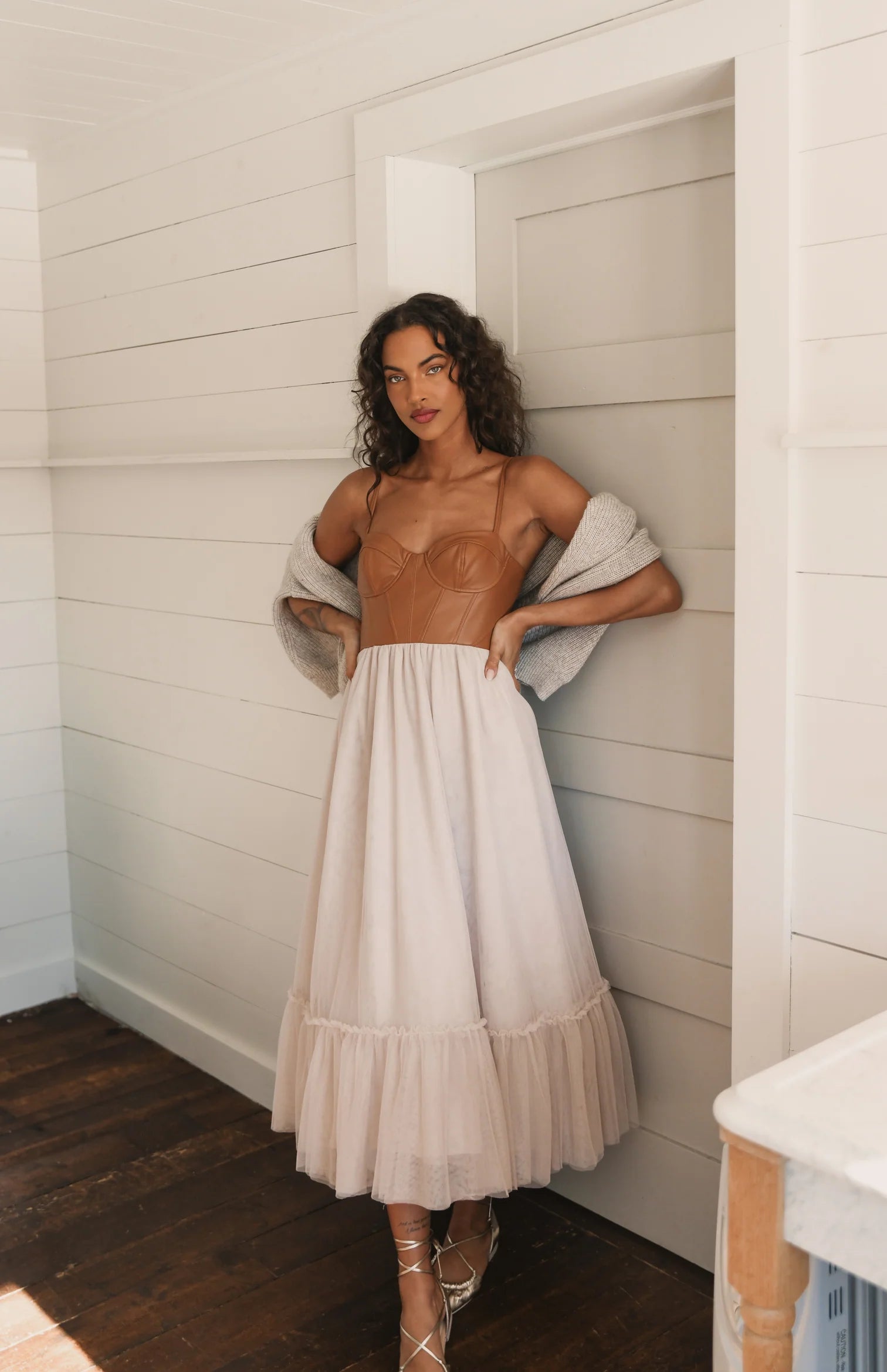Bustier Style Combo Midi Dress Erin Hielle Bustier Style Combo Midi Dress Erin Hielle
